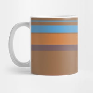 A world-class bind of Carolina Blue, Dirt, Dark Taupe, Earth and Dull Orange stripes. Mug